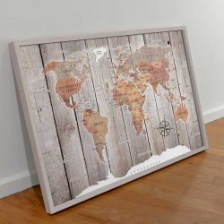 Cadre carte du monde bois