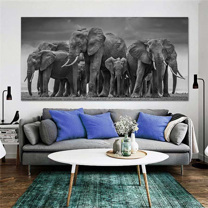 ▷ Tableau déco Éléphant (5 parties)