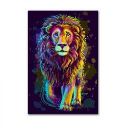 Toile lion multicolore