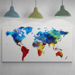 tableau carte du monde multicolore
