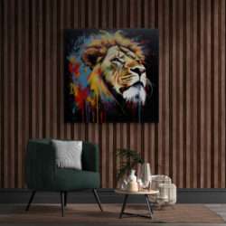 tableau lion graffiti salon