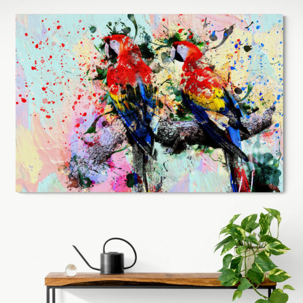 tableau perroquet multicolore