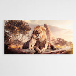 tableau sur toile lion et lionceau