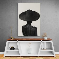 Peinture Femme Africaine de Dos mur gris