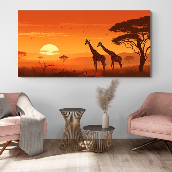 Tableau Africain Girafes salon