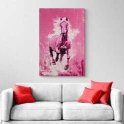 Tableau Cheval Rose canape