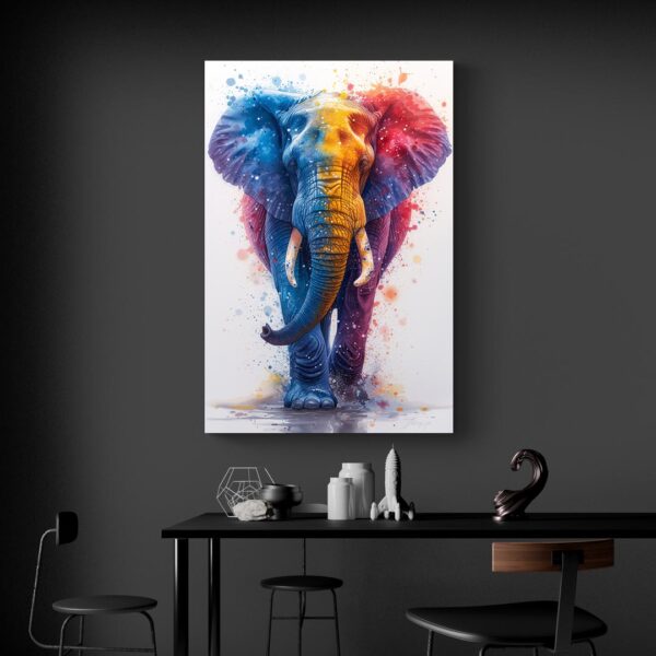 Tableau Elephant Colore salon noir