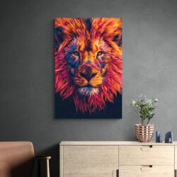 Tableau Tete de Lion Multicolore decoration sobre