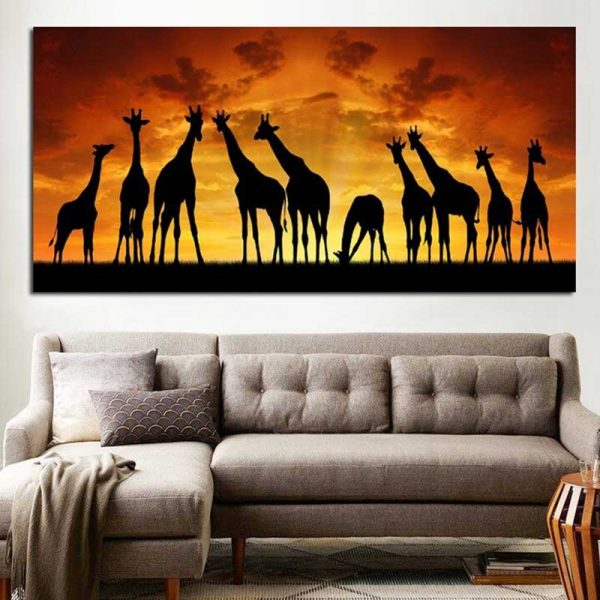 Tableau africain girafes