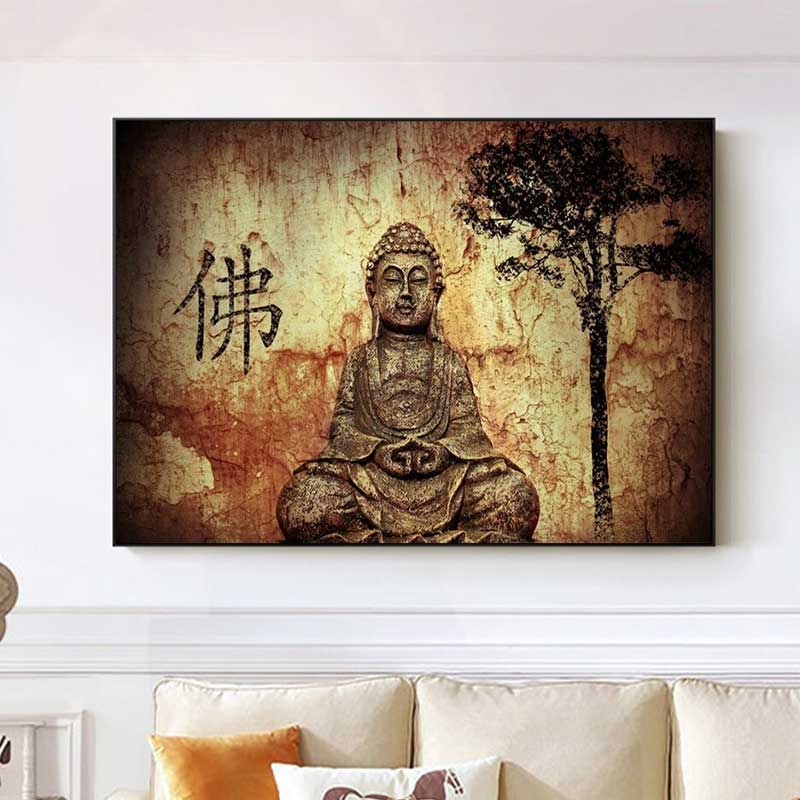 Cadre bouddha noir en relief : tableaux-peintures par delph_fyn