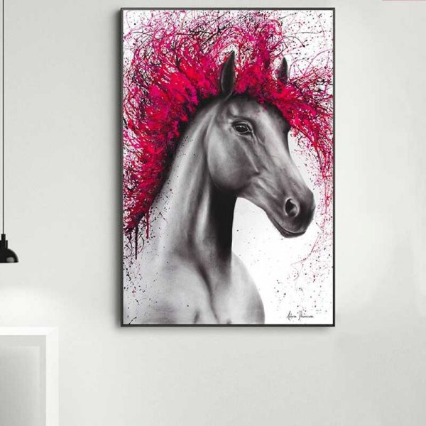 Tableau cheval rose
