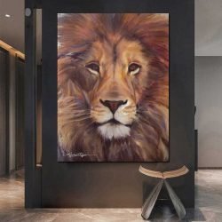 Tableau déco peinture tête de lion