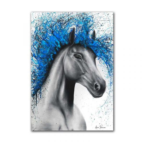 Tableau sur toile cheval bleu