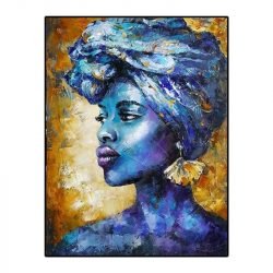 Tableau sur toile femme bleue