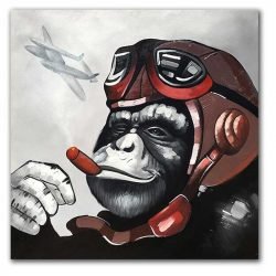 Tableau sur toile singe aviateur