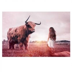 Toile Highland cow