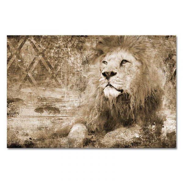 Tableau sur toile lion vintage