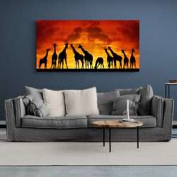 tableau africain girafes 2 canape