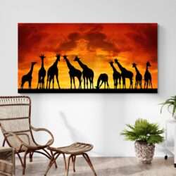 tableau africain girafes 2 mur clair