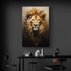 tableau lion design salon noir