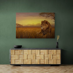 tableau lion savane salon