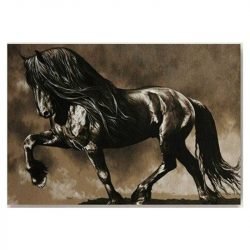 Peinture sur toile cheval noir