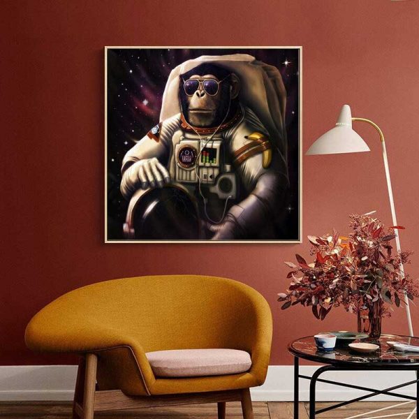 Tableau déco singe astronaute