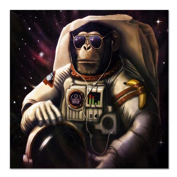 Tableau sur toile singe astronaute