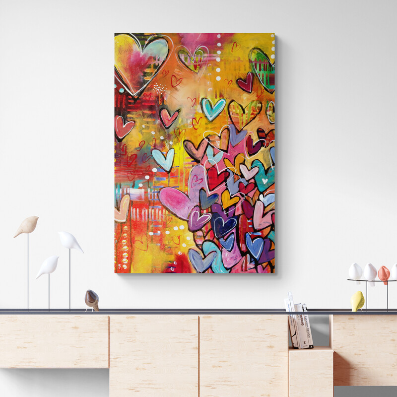Tableau abstrait multicolore contemporain • Peintures sur toile