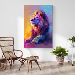 Tableau Lion Colore decoration contemporaine