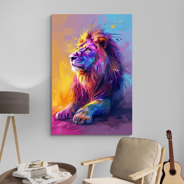 Tableau Lion Colore decoration moderne