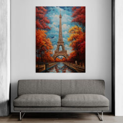 Tableau Peinture Tour Eiffel canape