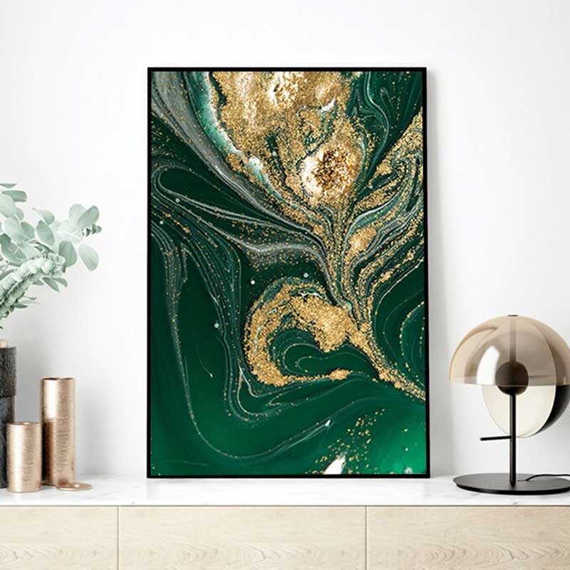 Tableau décoratif abstrait - Art Vert sauge foncé