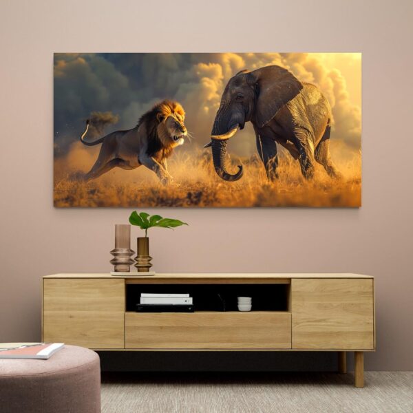 tableau animaux d'afrique meuble bois