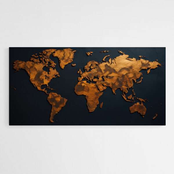 tableau carte du monde design mur blanc