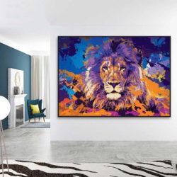 Tableau déco lion coloré