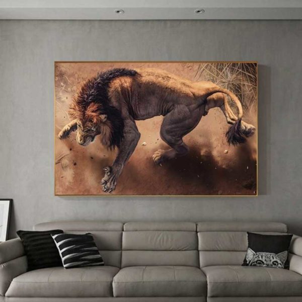 tableau lion 3d