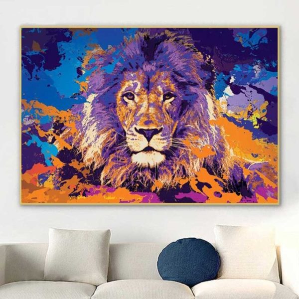 Tableau lion coloré