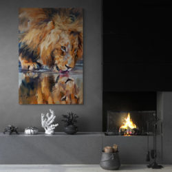 tableau peinture lion cosy