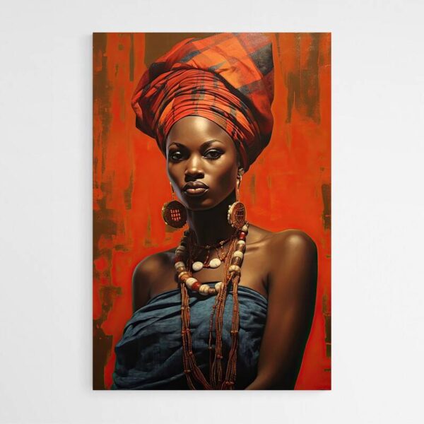 tableau portrait femme africaine mur blanc