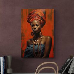 tableau portrait femme africaine mur rouge