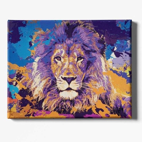 Tableau sur toile lion coloré