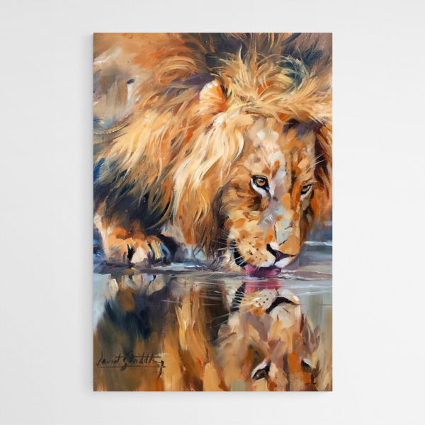 tableau sur toile peinture lion
