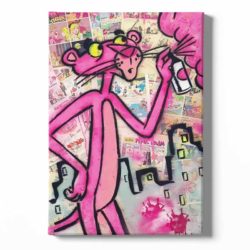 Tableau sur toile street art panthère rose