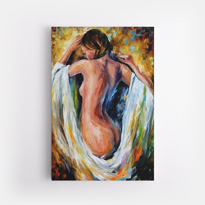 Peinture sur toile femme nue allongée