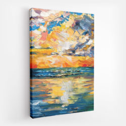 peinture plage coucher de soleil