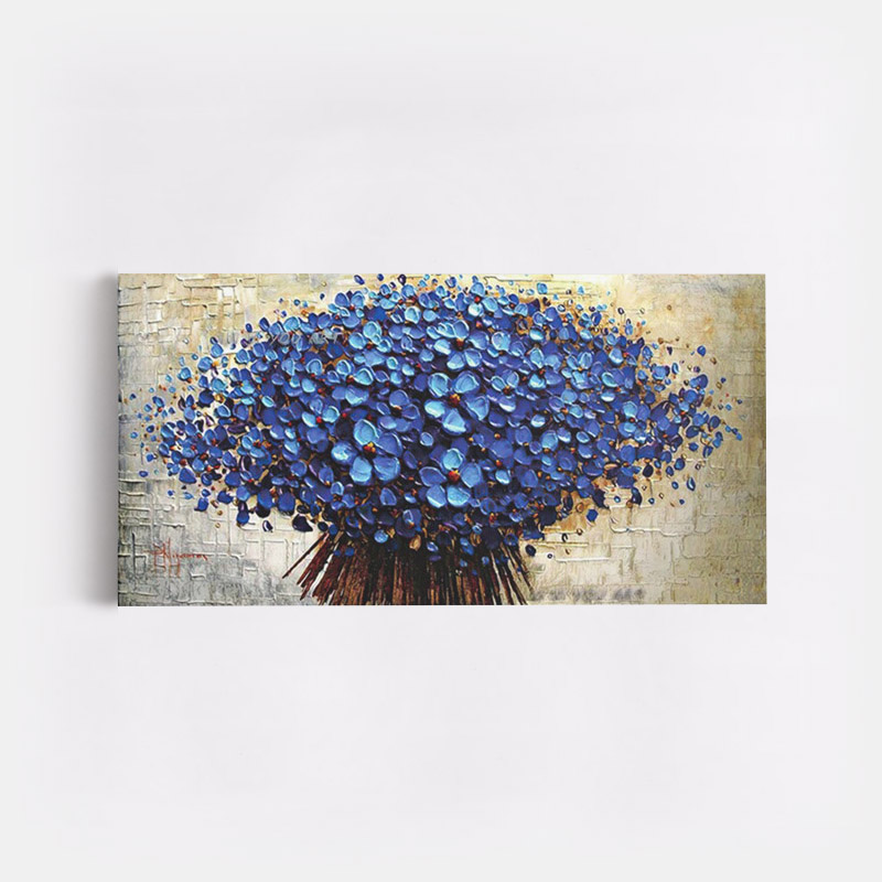 Peinture sur toile fleurs bleues