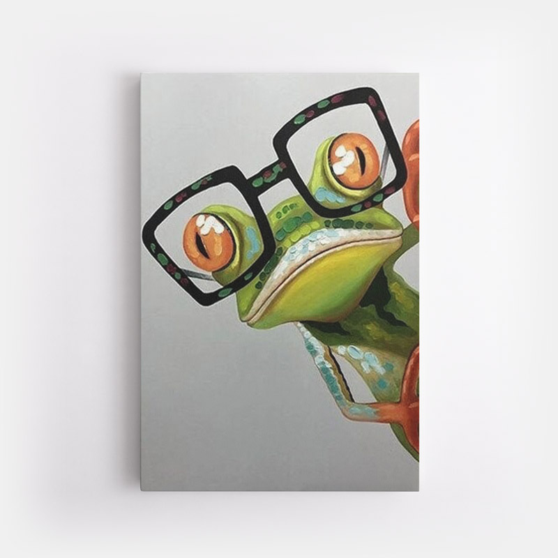 peinture sur toile grenouille a lunette