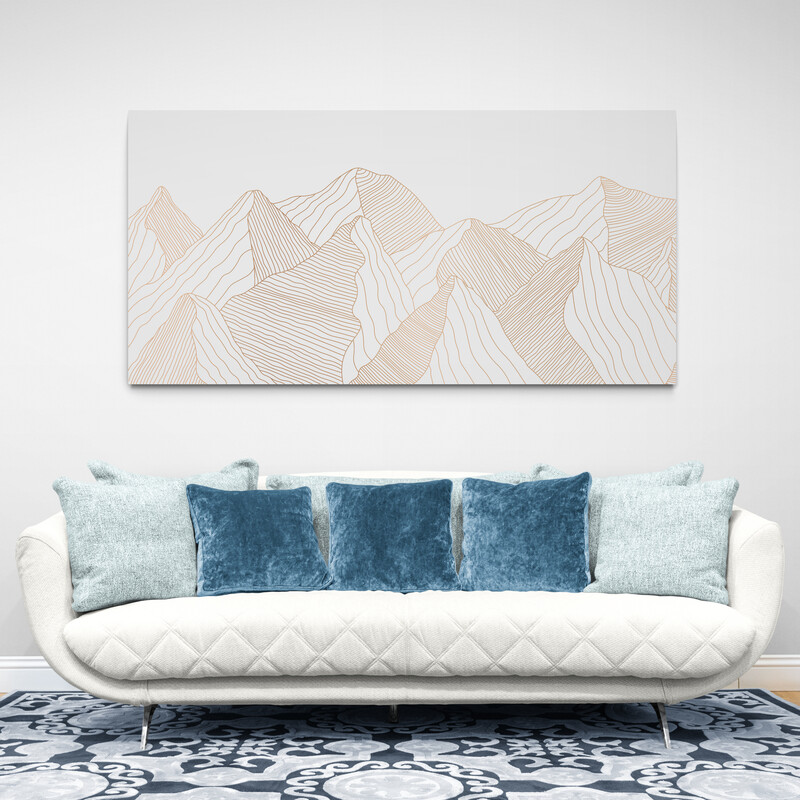 Tableau mural montagne en dessin style design - Scenolia