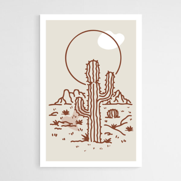 dessin sur toile minimaliste cactus